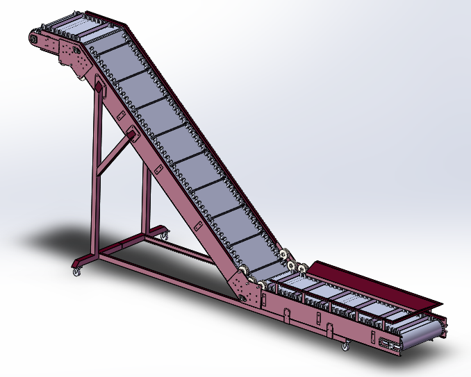 Large angle hoist conveyor design