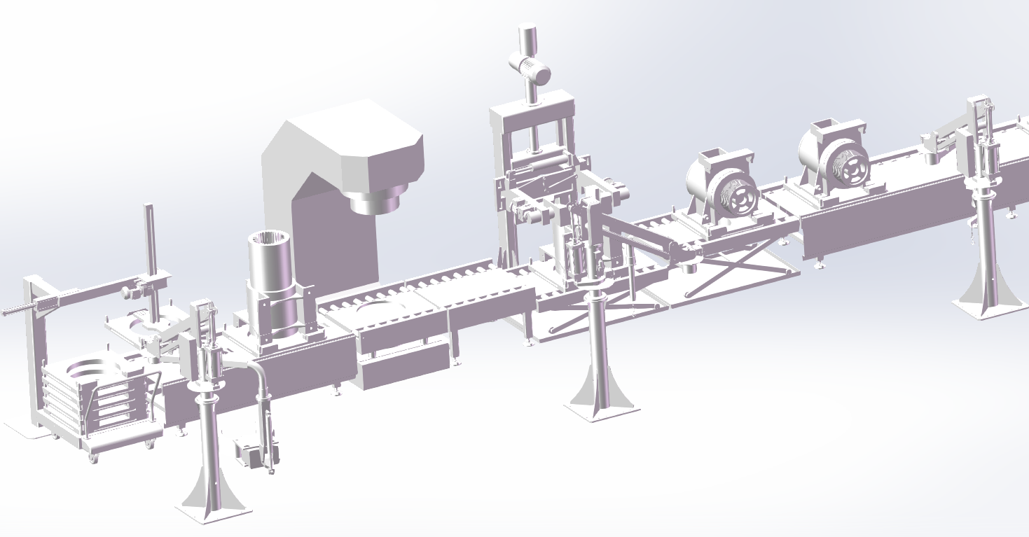 Elevator traction machine assembly line designed by Solidworks