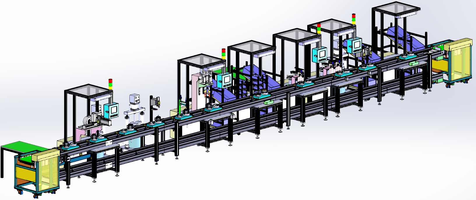 Generator semi-automatic production line designed by Solidworks