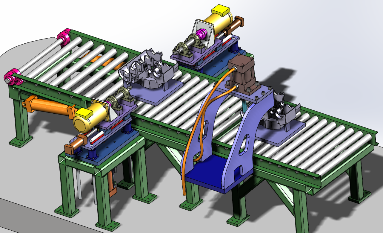 Engine cylinder block manufacturing assembly line designed by Solidworks