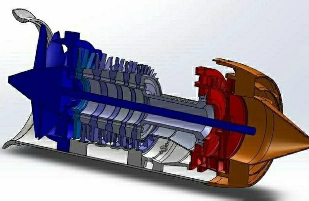 3D printing drawing of turbofan jet engine model STL format