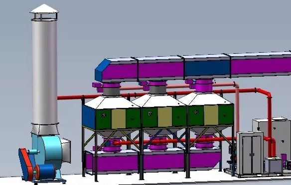 有機廃ガス処理装置の設計.Organic waste gas treatment equipment design by Solidworks